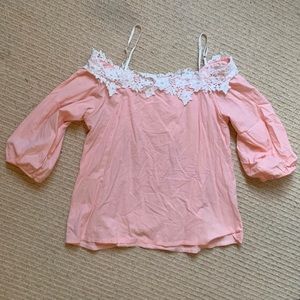 Pink and Lace Off the Shoulder Top
